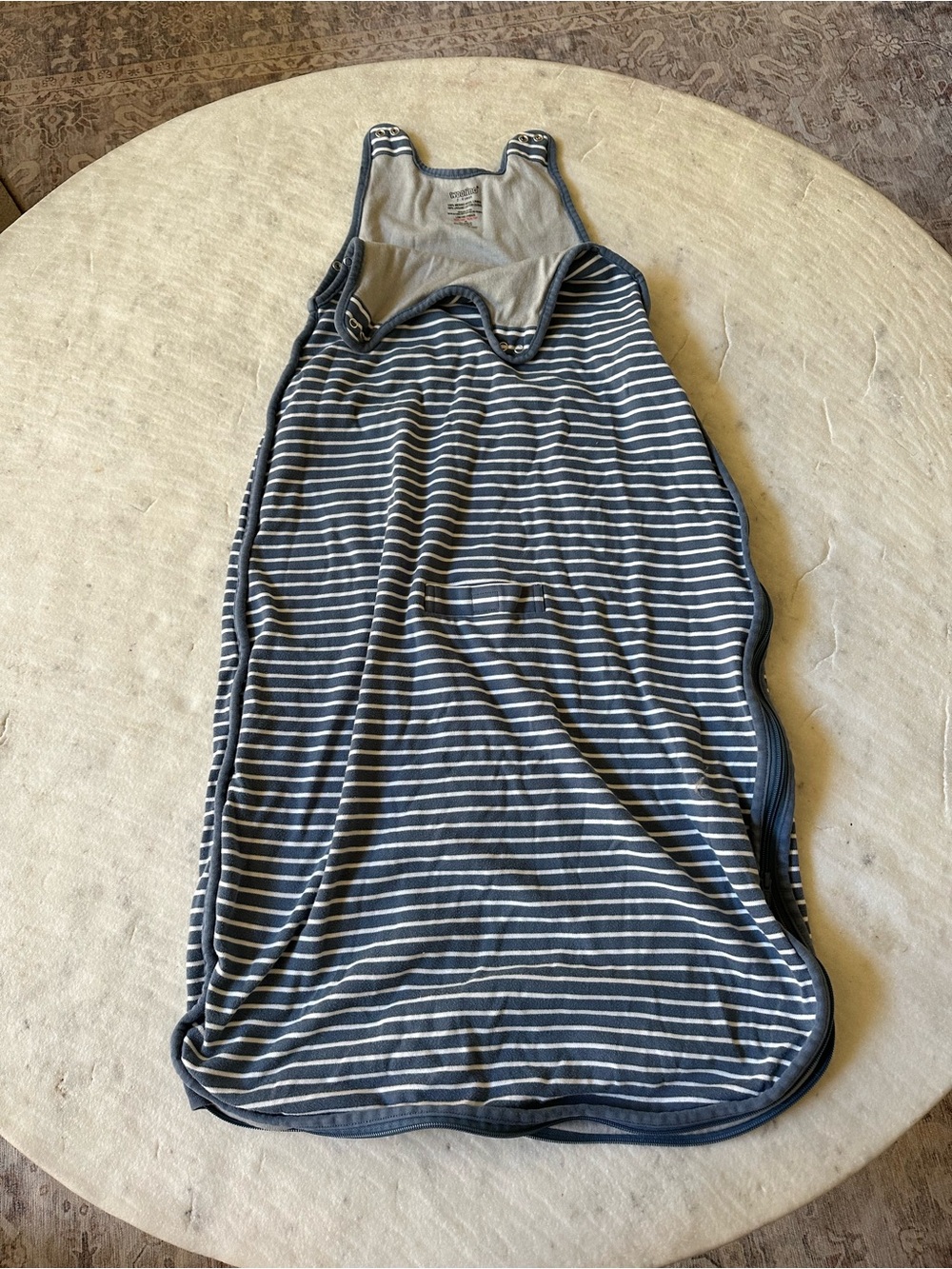 Woolino 2-4T Striped Navy & White Kids One-Piece Sleep Sack